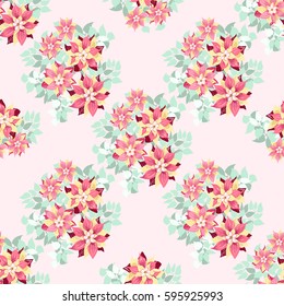 Seamless gorgeous pattern in cute flowers of pink clematis. Floral exotic striped background for textile, wallpaper, pattern fills, covers, surface, print, gift wrap, scrapbooking, decoupage.