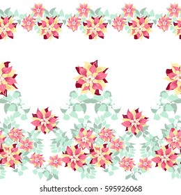 Seamless gorgeous pattern in cute flowers of pink clematis. Floral exotic striped background for textile, wallpaper, pattern fills, covers, surface, print, gift wrap, scrapbooking, decoupage.