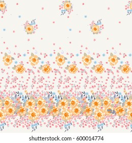 Seamless gorgeous pattern in cute flowers of petunias.  Summer floral background for textile, wallpaper, pattern fills, covers, surface, print, gift wrap, scrapbooking, decoupage. Satin print.