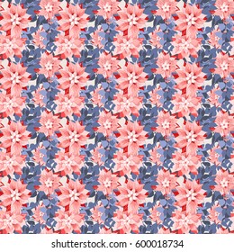 Seamless gorgeous pattern in cute flowers of red clematis. Floral exotic background for textile, wallpaper, pattern fills, covers, surface, print, gift wrap, scrapbooking, decoupage.