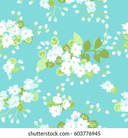Seamless gorgeous pattern in cute flowers. Floral country style background for textile, wallpaper, pattern fills, covers, surface, print, gift wrap, scrapbooking, decoupage.