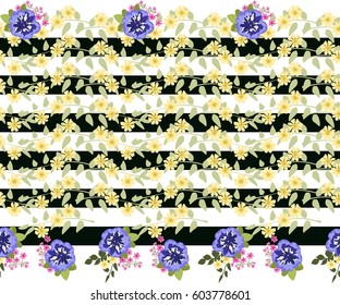 Seamless gorgeous pattern in cute flowers bouquets. Composite overlay. Floral background for textile, wallpaper, pattern fills, covers, surface, print, gift wrap, scrapbooking, decoupage.