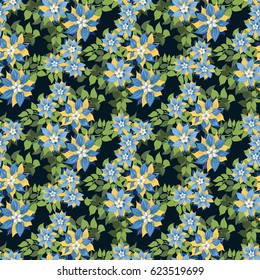 Seamless gorgeous pattern in cute flowers of clematis. Floral exotic background for textile, wallpaper, pattern fills, covers, surface, print, gift wrap, scrapbooking, decoupage. Trendy colors