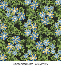 Seamless gorgeous pattern in cute flowers of clematis. Floral exotic background for textile, wallpaper, pattern fills, covers, surface, print, gift wrap, scrapbooking, decoupage. Trendy colors