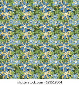 Seamless gorgeous pattern in cute flowers of clematis. Floral exotic background for textile, wallpaper, pattern fills, covers, surface, print, gift wrap, scrapbooking, decoupage. Trendy colors