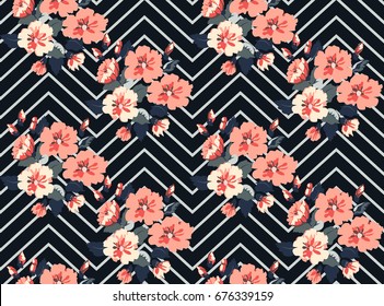 Seamless gorgeous pattern in cute flowers. Composite overlay. Floral background for textile, wallpaper, pattern fills, covers, surface, print, gift wrap, scrapbooking, decoupage.
