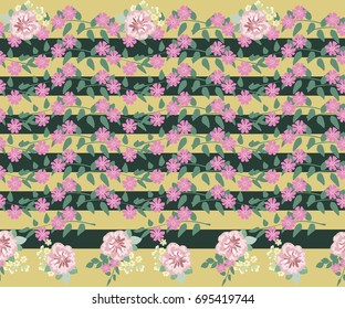 Seamless gorgeous pattern in cute flowers. Composite overlay. Floral background for textile, wallpaper, pattern fills, covers, surface, print, gift wrap, scrapbooking, decoupage. Trendy colors.
