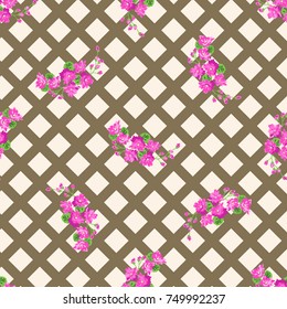 Seamless gorgeous pattern in cute pink flowers. Composite overlay. Floral background for textile, wallpaper, pattern fills, covers, surface, print, gift wrap, scrapbooking, decoupage.