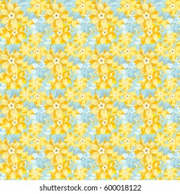 Seamless gorgeous pattern in cute yellow flowers of clematis. Floral exotic background for textile, wallpaper, pattern fills, covers, surface, print, gift wrap, scrapbooking, decoupage.