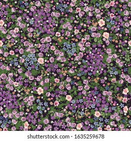 Seamless gorgeous pattern in many cute small flowers. Floral background for textile, wallpaper, pattern fills, covers, surface, print, gift wrap, scrapbooking, decoupage