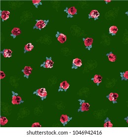 Seamless gorgeous pattern in small garden sweet flowers. Millefleur. Floral background for textile, wallpaper, pattern fills, covers, surface, print, gift wrap, scrapbooking, decoupage.