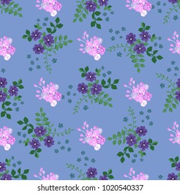 Seamless gorgeous pattern in small-scale cute flowers of marguerite. Millefleurs. Floral background for textile, wallpaper, pattern fills, covers, surface, print, gift wrap, scrapbooking, decoupage.