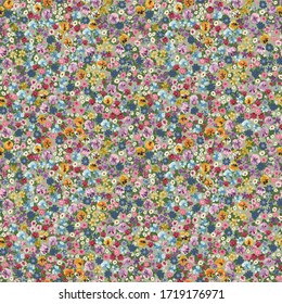 Seamless gorgeous pattern in small-scale cute ditsy flowers. Millefleurs. Floral background for textile, wallpaper, pattern fills, covers, surface, print, gift wrap, scrapbooking, decoupage.