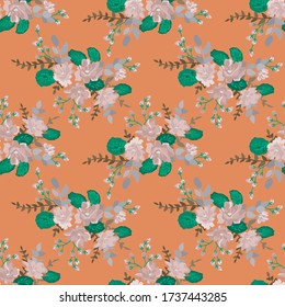 Seamless gorgeous pattern in small-scale cute ditsy flowers. Millefleurs. Floral background for textile, wallpaper, pattern, covers, surface, print, gift wrap, scrapbooking, decoupage. Fashion colors.