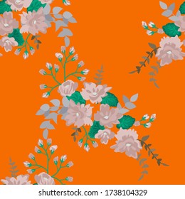 Seamless gorgeous pattern in small-scale cute ditsy flowers. Millefleurs. Floral background for textile, wallpaper, pattern, covers, surface, print, gift wrap, scrapbooking, decoupage. Fashion colors.