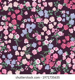 Seamless gorgeous pattern in small-scale cute ditsy flowers. Millefleurs. Floral background for textile, wallpaper, pattern fills, covers, surface, print, gift wrap, scrapbooking, decoupage.