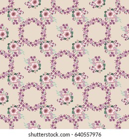 Seamless gorgeous pattern in small-scale cute flowers of petunias. Millefleurs. Floral background for textile, wallpaper, pattern fills, covers, surface, print, gift wrap, scrapbooking, decoupage.