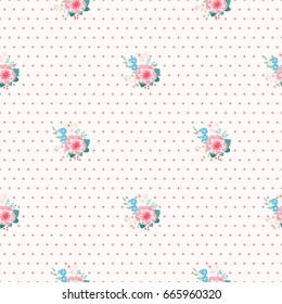 Seamless gorgeous pattern in small-scale cute flowers of petunias. Millefleurs. Floral background for textile, wallpaper, pattern fills, covers, surface, print, gift wrap, scrapbooking, decoupage.