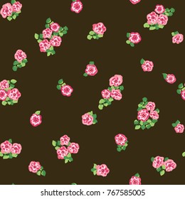 Seamless gorgeous pattern in small-scale cute flowers of petunias. Millefleurs. Floral background for textile, wallpaper, pattern fills, covers, surface, print, gift wrap, scrapbooking, decoupage.