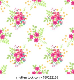 Seamless gorgeous pattern in small-scale cute flowers of Daisy. Millefleurs. Floral background for textile, wallpaper, pattern fills, covers, surface, print, gift wrap, scrapbooking, decoupage.