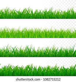 Seamless gorisontal grass border. Green grass pattern. Grass texture elements. Vector illustration isolated on white