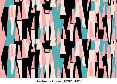 Seamless gorizontal pink and turquoise summer pattern with vertical triangles. Print for desing your girl fabric.Vector illustration.Be used to greeting card,poster,textile,wallpaper,print,branding.