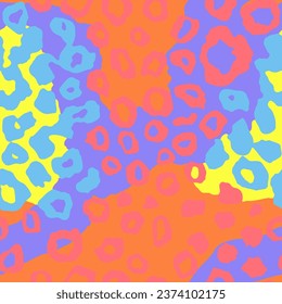 Seamless Gradient Creative Trendy Jungle Artwork Print. Purple Repeated Elegant Artistic Skin, Seamless Paint Wallpaper. Continuous Bright Animal Decor Background.