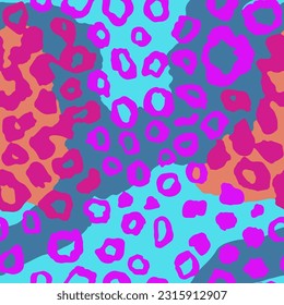 Seamless Gradient Exotic Graphic Zoo Illustration Art. White Repetitive Nature Trendy Skin, Seamless Template Print. Repeated Purple Fur Textile Vector.