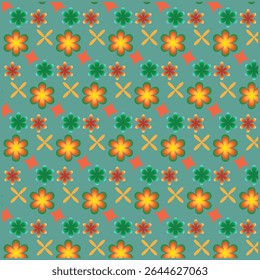 Naadloze Gradient Floral Patroon op Teal achtergrond