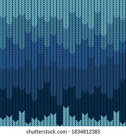 Seamless gradient knitted pattern in blue colors  Vector illustration  Winter theme 