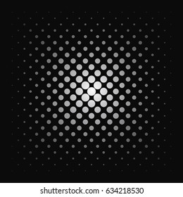 Seamless Gradient Pattern of Dots. Dot Gradation Vector Art Texture. White dots  in black background. 