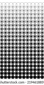 Seamless gradient pattern with overlapping circles. Black and white geometric gradient background.