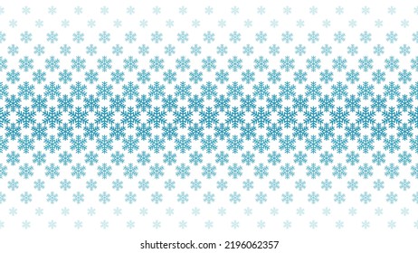 Seamless gradient pattern of snowflakes. Snowflake background for winter, winter holidays, Christmas. Blue snowflakes on white background.