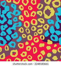 Seamless Gradient Summer Retro Jungle Lines Wallpaper. Yellow Endless Classic Decorative Panther, Seamless Surface Texture. Repeated Pink Skin Element Print.
