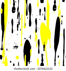 Seamless graffiti drips pattern. Chaotic Drops, stains of paint flow down horizontally
