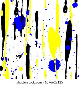 Seamless graffiti drips pattern. Chaotic Drops, stains of paint flow down horizontally