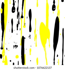 Seamless graffiti drips pattern. Chaotic Drops, stains of paint flow down horizontally