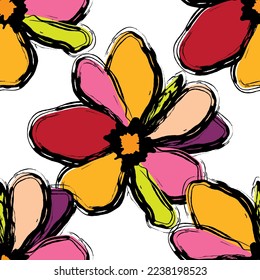 Seamless graffiti flower with abstract colour  like illustration. Suit for fashion print, fabric textile, wallpaper.