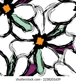 Seamless graffiti flower with abstract colour  like illustration. Suit for fashion print, fabric textile, wallpaper.