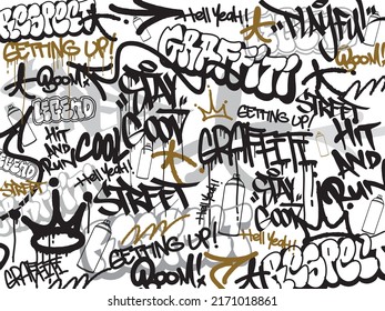 Seamless graffiti pattern or background with drips and splatter effects. Urban street art for prints, textiles, banners, T-shirts, and wallpaper art.