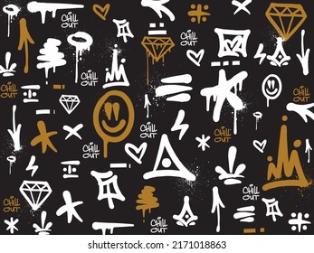 Seamless graffiti pattern or background with drips and splatter effects. Urban street art for prints, textiles, banners, T-shirts, and wallpaper art.