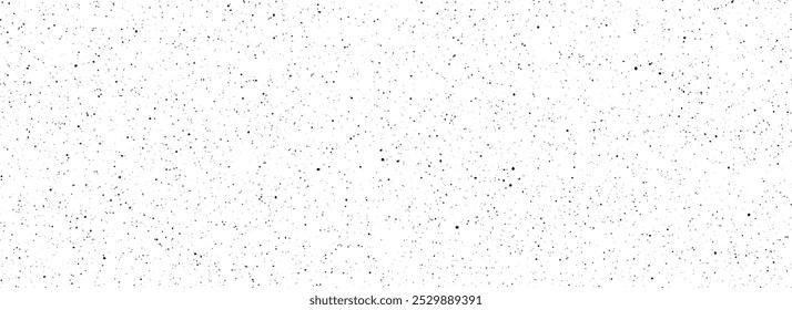 Seamless grain speckle texture. Distress grunge dot background. Black gritty splash repeated pattern. Splattered dirt grit overlay with drops, specks, flecks. Vector weathered noise for banner, poster