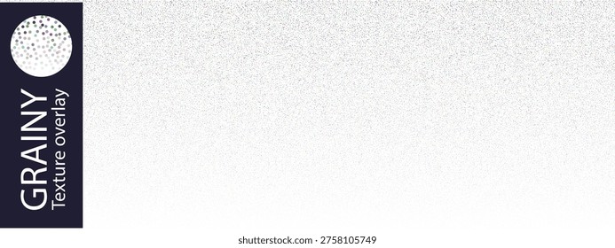Seamless grainy noise for granular structure filter, airbrush gradient bg. Dotted vignette texture with small soft particles. TV animation light overlay of color gritty circle. Gray brush kraft effect