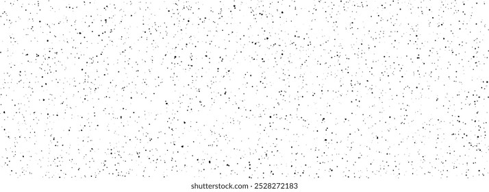 Seamless grainy speckles texture. Distress grunge dots background. Black gritty splash repeated pattern. Splatter dirty grit overlay with drops, specks, flecks. Gravel noise for banner, poster. Vector