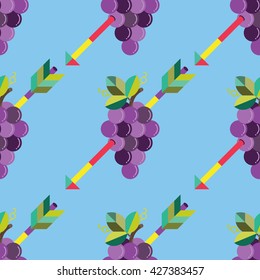Seamless Grape and Arrow Pattern, Fruit Vector