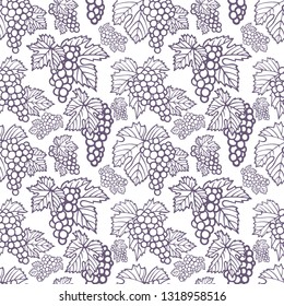 
Seamless grape background. Hand drawn grapes seamless pattern.