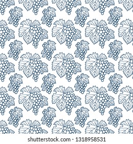 
Seamless grape background. Hand drawn grapes seamless pattern.
