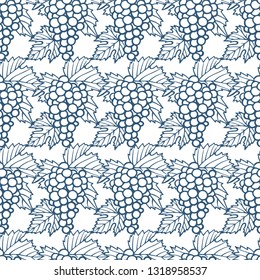 
Seamless grape background. Hand drawn grapes seamless pattern.