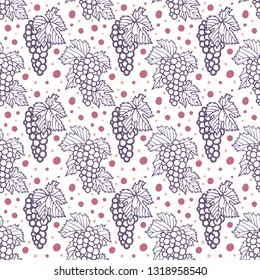 
Seamless grape background. Hand drawn grapes seamless pattern.
