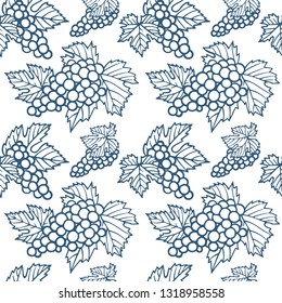 
Seamless grape background. Hand drawn grapes seamless pattern.